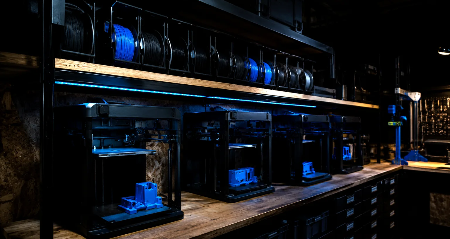 Ferme d'imprimantes FDM Osmoz 3D en production