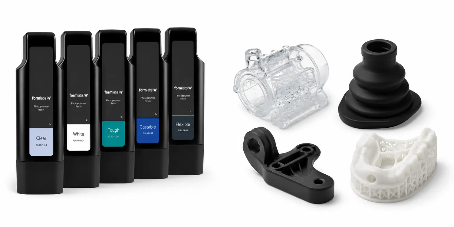 Gamme de résines Formlabs et pièces imprimées en SLA sur Form 4